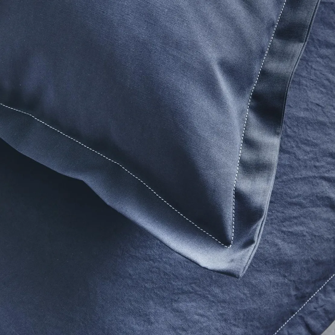 EssixHousse de couette unie en coton, Made in France, TOUT DOUX , bleu Nocturne