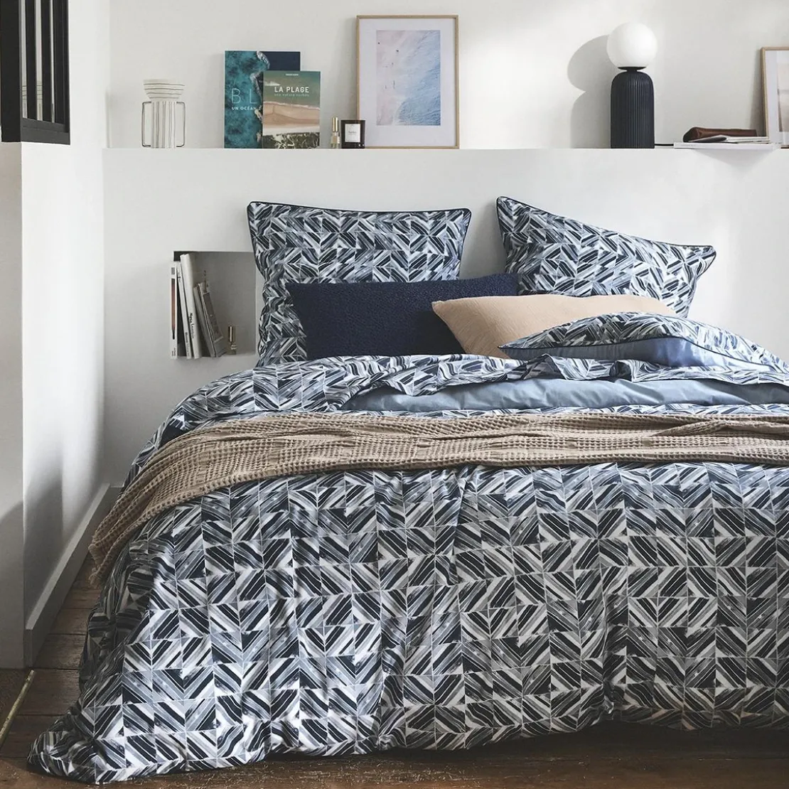 EssixTaie d'oreiller imprimée en percale de coton Reflets