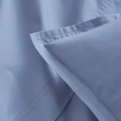 EssixTaie d'oreiller unie en percale de coton, Made in France, PREMIÈRE , Bleu olympe