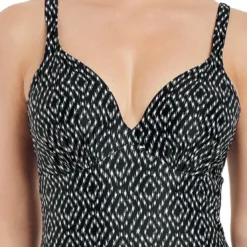 Fantasie BainMaillot de bain une pièce plongeant à armatures Imprimé - Noir et Crème- Byron Bay