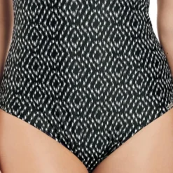Fantasie BainMaillot de bain une pièce plongeant à armatures Imprimé - Noir et Crème- Byron Bay