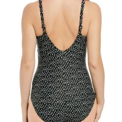 Fantasie BainMaillot de bain une pièce plongeant à armatures Imprimé - Noir et Crème- Byron Bay
