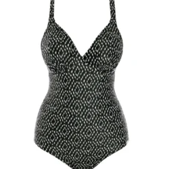 Fantasie BainMaillot de bain une pièce plongeant à armatures Imprimé - Noir et Crème- Byron Bay