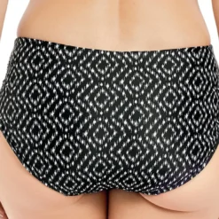Fantasie BainSlip de Baintaille haute côté plissés Imprimé - Noir- Byron Bay