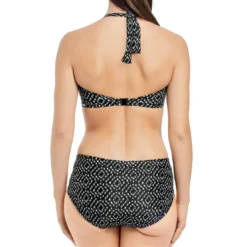 Fantasie BainSlip de Baintaille haute côté plissés Imprimé - Noir- Byron Bay