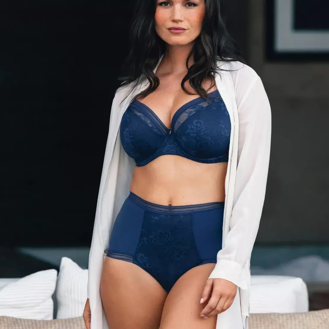 FantasieCulotte taille haute bleu marine en coton- FUSION LACE