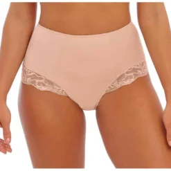 FantasieCulotte taille haute en maille opaque et bordure en dentelle - Natural Beige Fantasie- Reflect