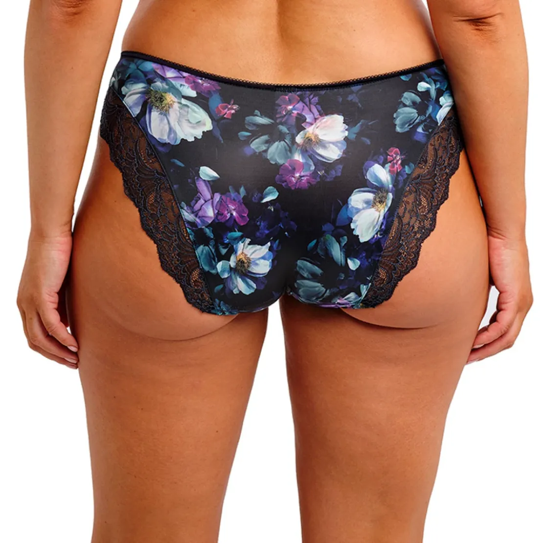 FantasieSlip noir à motifs fleuris- LUCIA