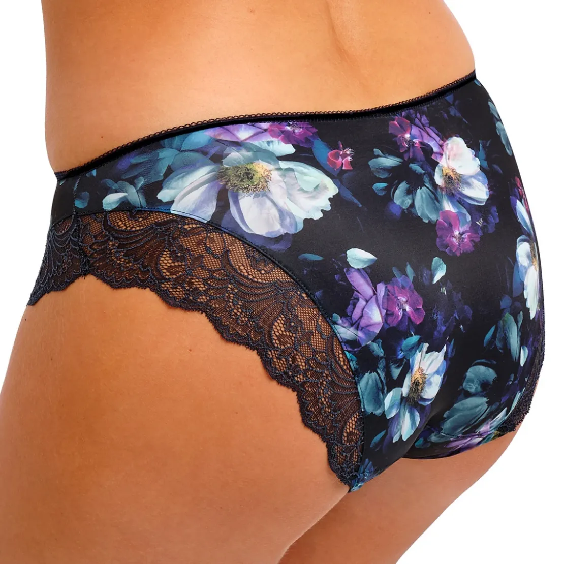 FantasieSlip noir à motifs fleuris- LUCIA