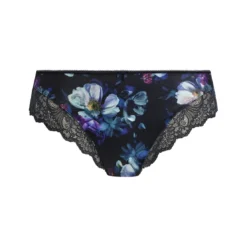 FantasieSlip noir à motifs fleuris- LUCIA
