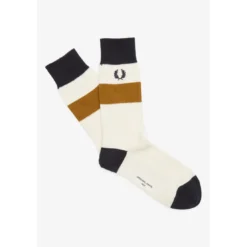 Fred PerryChaussettes à rayures gaufrées blanc en coton