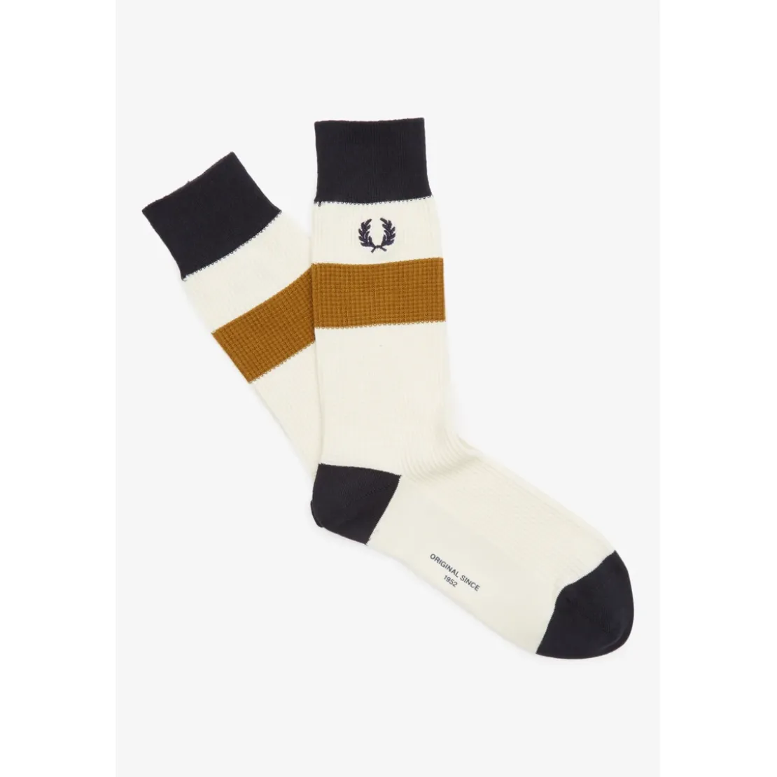 Fred PerryChaussettes à rayures gaufrées blanc en coton