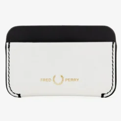 Fred PerryPorte-cartes contrasté en cuir mat - blanc