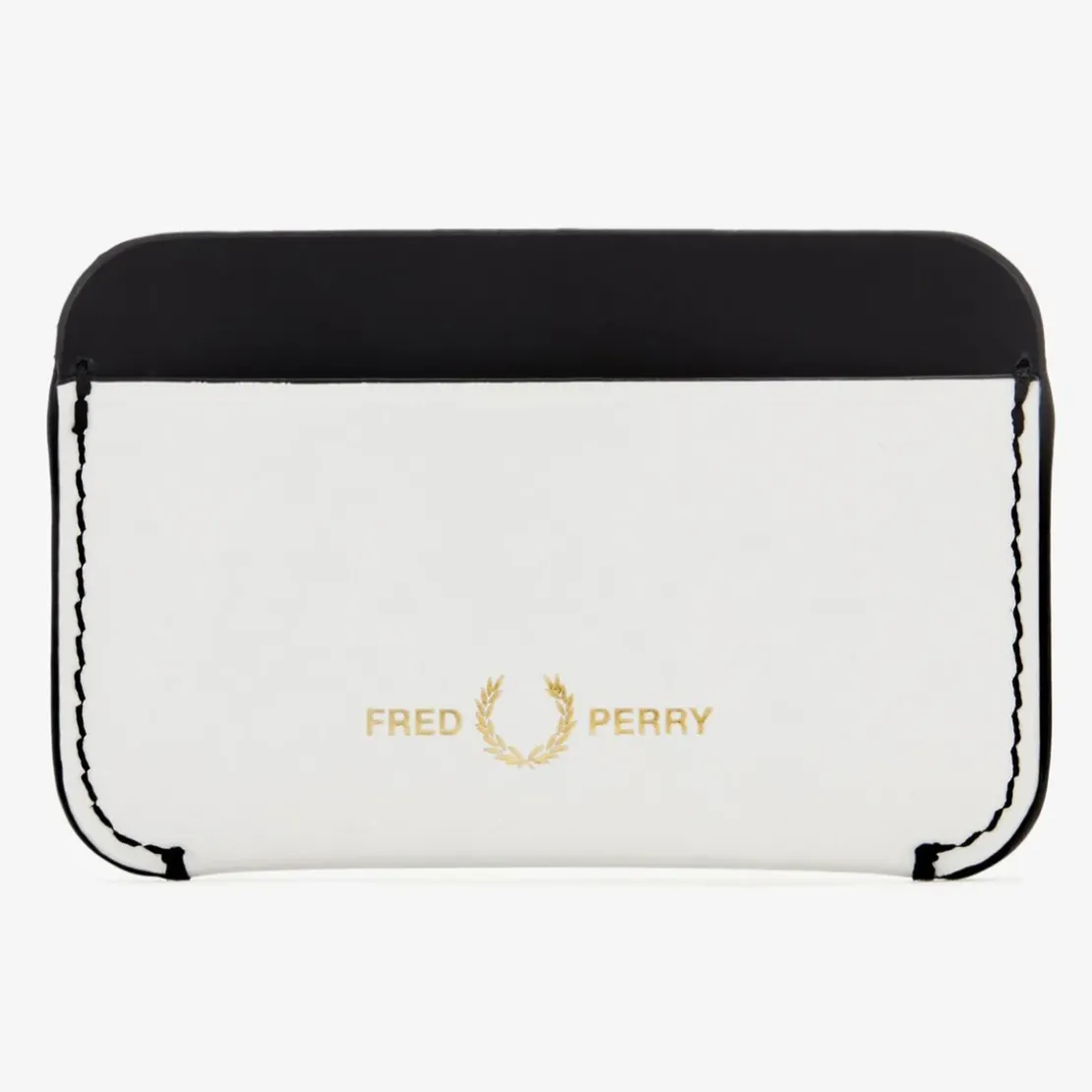 Fred PerryPorte-cartes contrasté en cuir mat - blanc