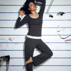 Freya LoungeTop manches longues support intégré Freya Lounge SWEET DREAMS charcoal gris en coton