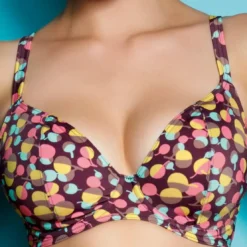 Freya maillotHaut de maillot de bain plongeant - Marron multicolore- Polka