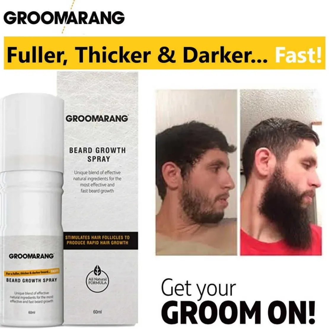 GroomarangSpray naturel accélérateur de pousse pour barbe60 ml
