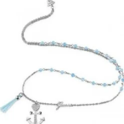 Guess BijouxCollier et pendentif UBN85113 - Talisman Acier Bleu ciel Et pendentif Ancre Guess Bijoux