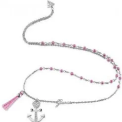 Guess BijouxCollier et pendentif UBN85112 - Talisman Acier Rose Et pendentif Ancre Guess Bijoux
