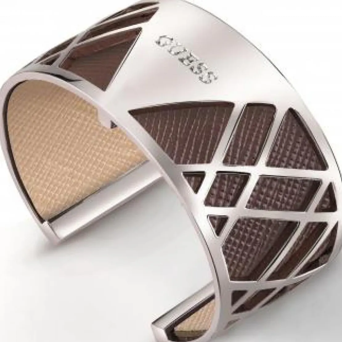 Guess BijouxCuir LARGE pour Bracelet My Bangle Guess UBS84027 - Cuir My Bangle Large Beige Marron Guess Bijoux