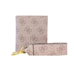 Guess MaroquineriePorte-Cartes Bi-Color en Cuir beige