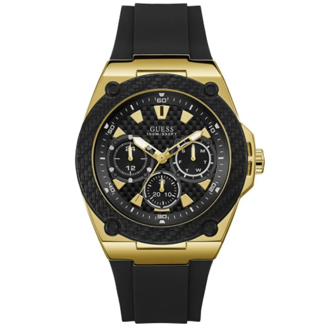 GuessMontre Guess LEGACY W1049G5 - Montre Multifonctions Boitier Acier Or Bracelet Silicone NOir Guess Montres