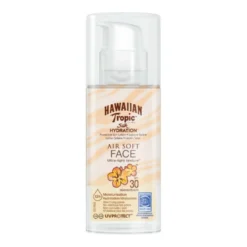 Hawaiian TropicLotion Solaire Pompe Visage Non-Grasse 12h d'Hydratation - SPF 30 50 ml