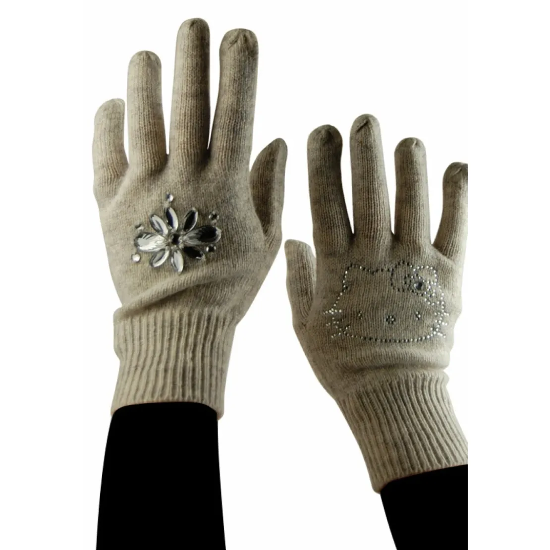 Hello Kitty by Victoria CoutureGants Hello Kitty Gris et strass Taille8-1/3 by Victoria Couture Gris en laine