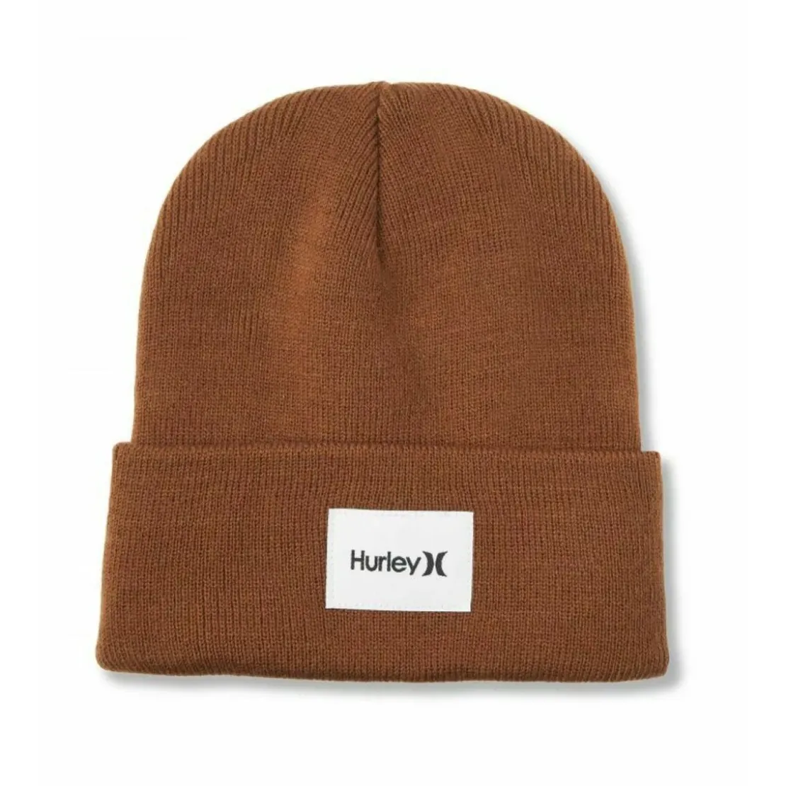 HurleyBonnet marron en maille côtelée