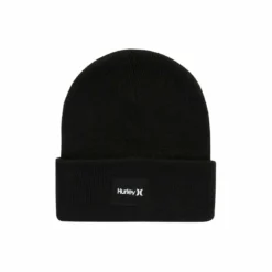 HurleyBonnet noir en maille côtelée