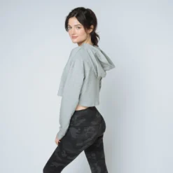 IconicSweat capuche crop top Coton Femme gris