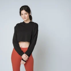 IconicSweat capuche crop top Coton Femme noir