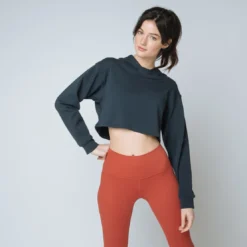 IconicSweat capuche crop top Coton Femme bleu