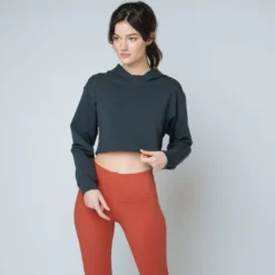 IconicSweat capuche crop top Coton Femme bleu