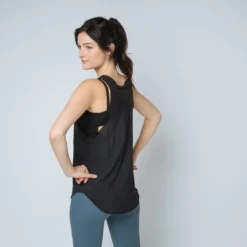IconicTop de sport bi-matière Femme noir en nylon