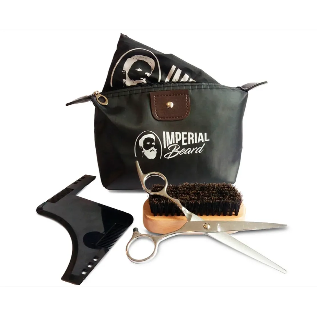 Imperial BeardCoffret Barbier - Trousse + brosse + plastron + peigne+ ciseaux