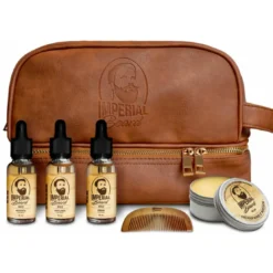 Imperial BeardCoffret Soin de la Barbe Hydratant et Nourrissant - Trousse + Huiles + Cire + Peigne
