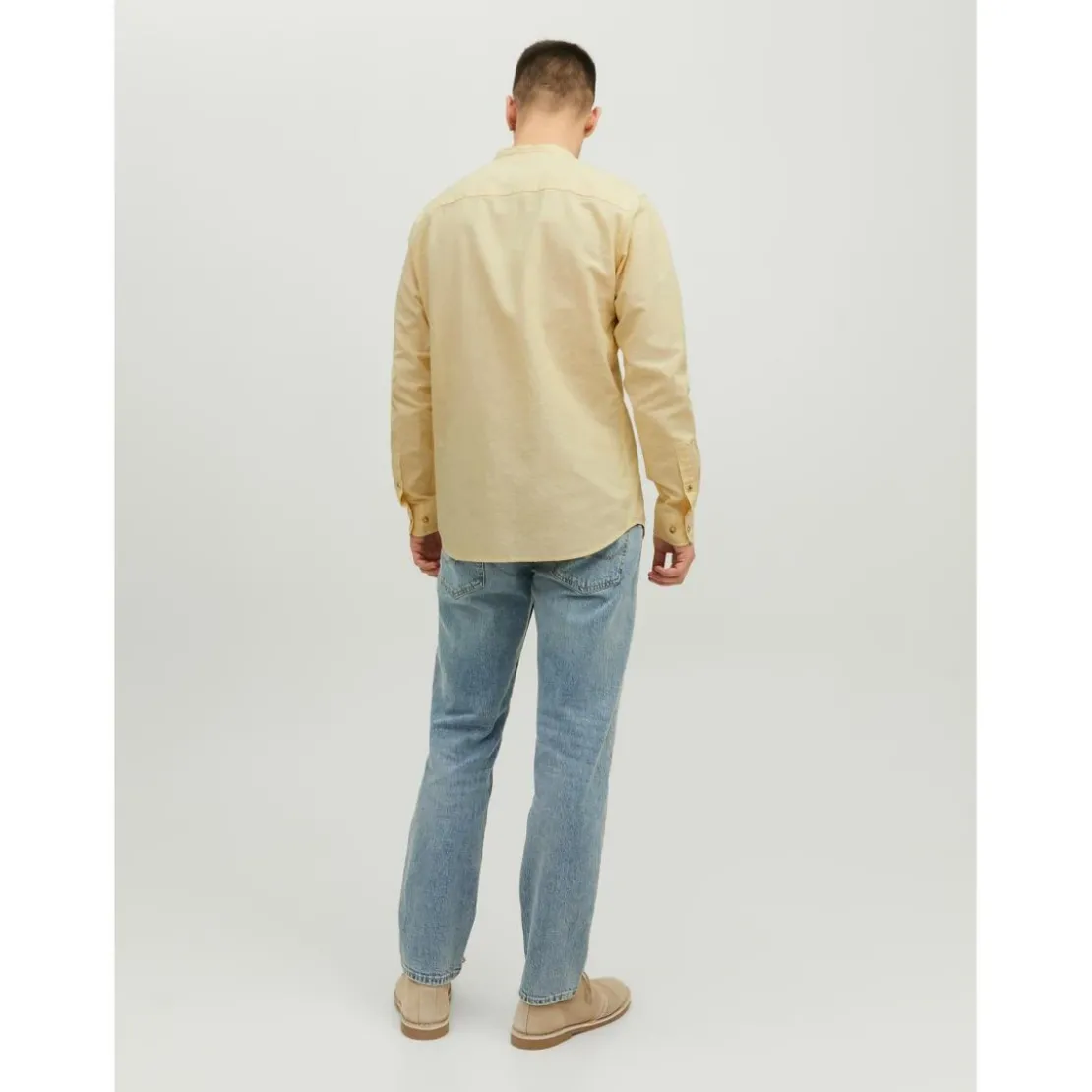 Jack & JonesChemise à boutons Slim Fit Col à bande Manches longues Orange jaune en coton