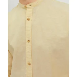Jack & JonesChemise à boutons Slim Fit Col à bande Manches longues Orange jaune en coton