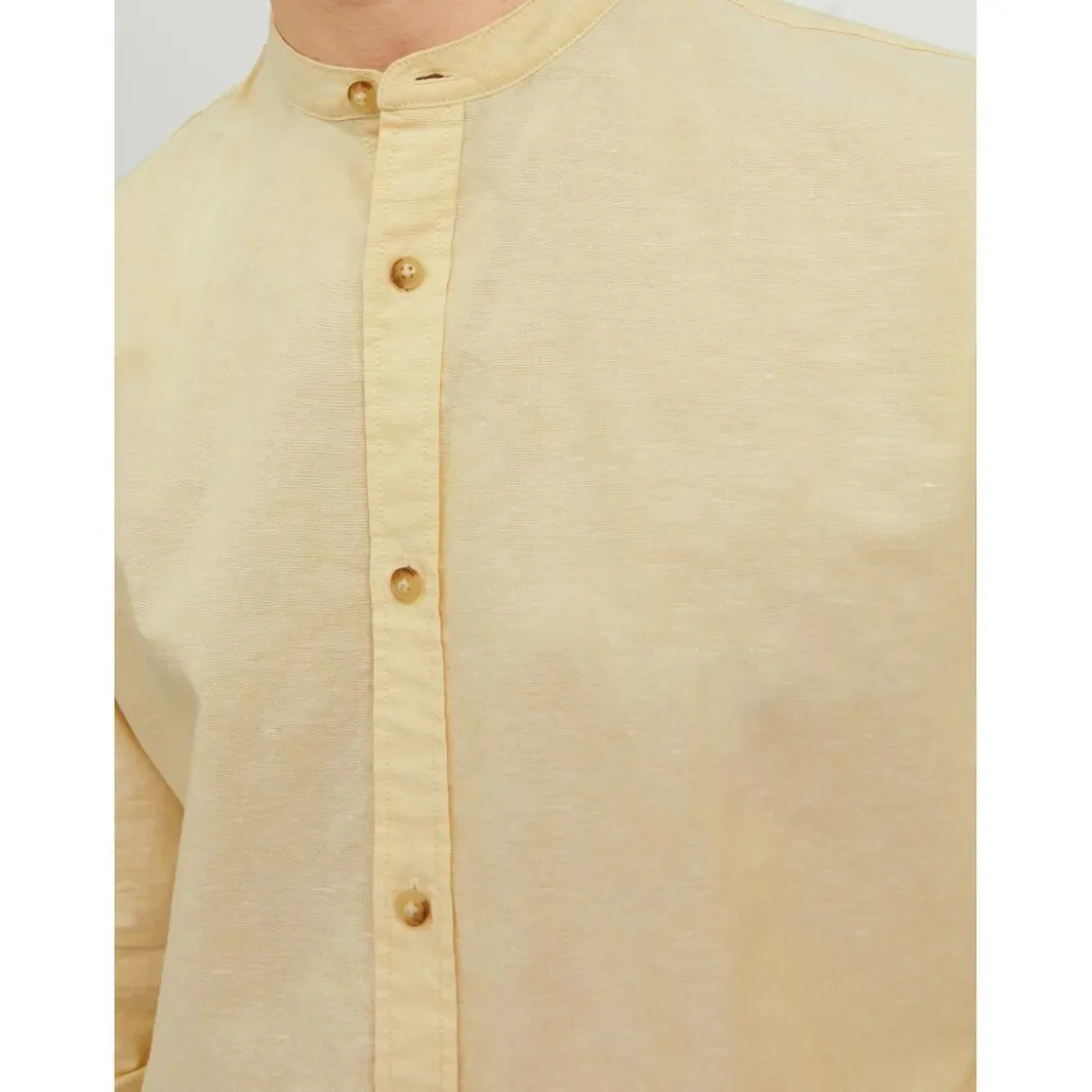 Jack & JonesChemise à boutons Slim Fit Col à bande Manches longues Orange jaune en coton