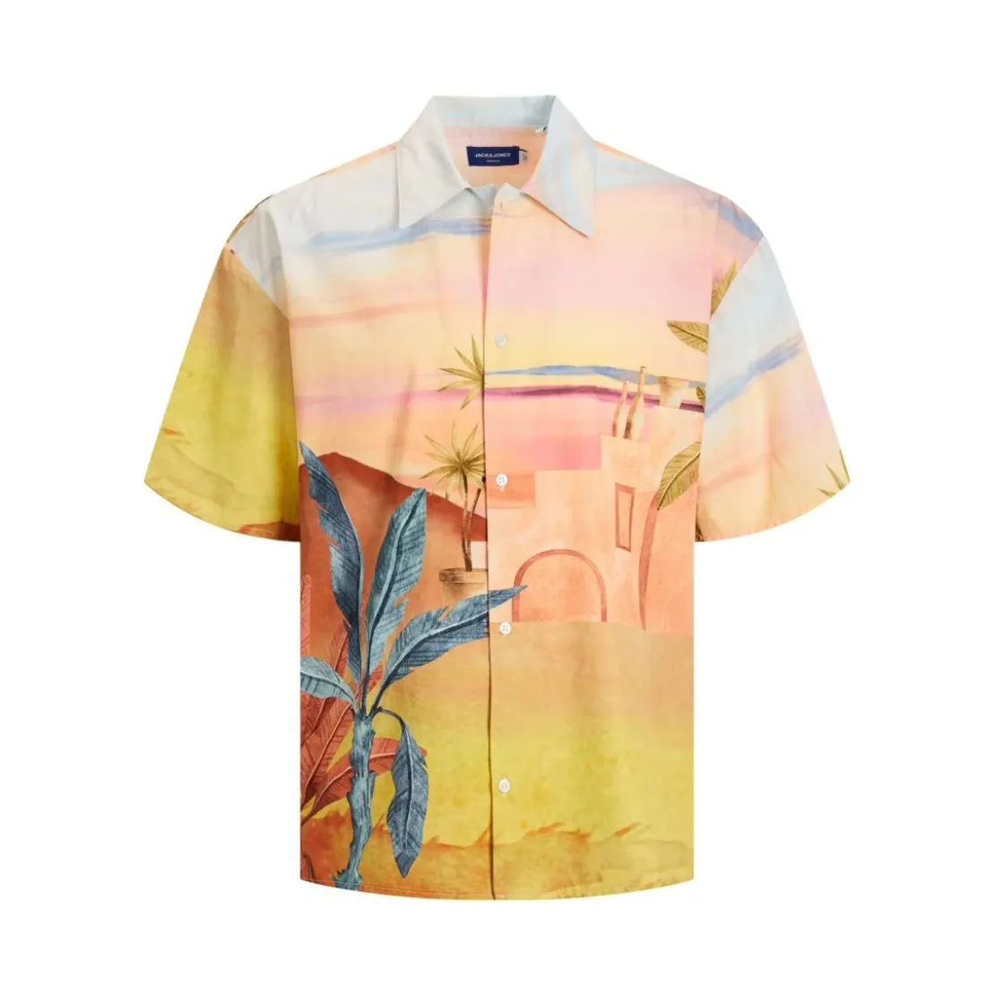 Jack & JonesChemise à boutons Wide Fit Col chemise Manches courtes Rose en coton