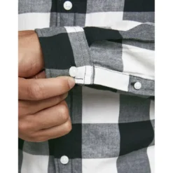 Jack & JonesChemise à carreaux Slim Fit Col chemise Manches longues Blanc en coton