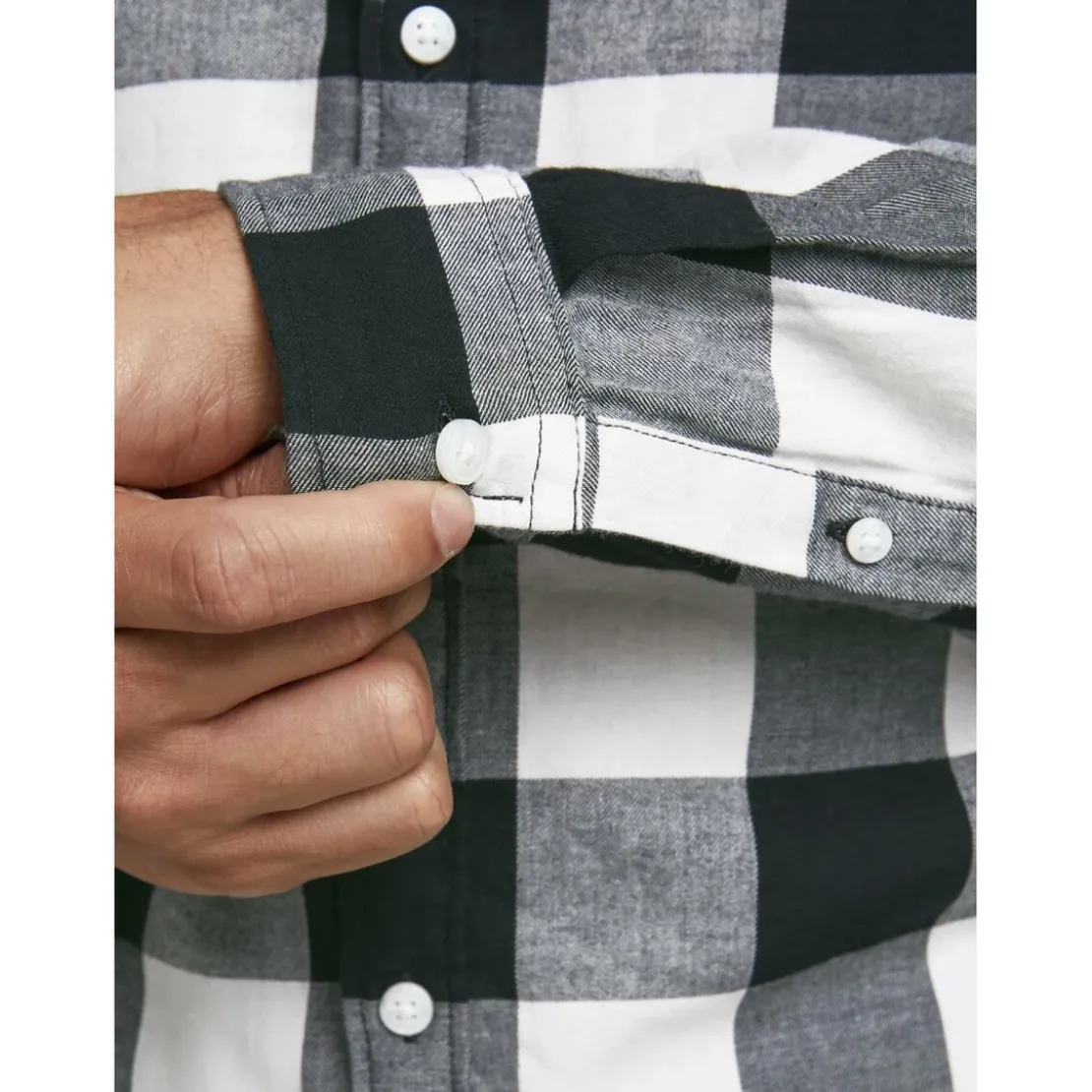 Jack & JonesChemise à carreaux Slim Fit Col chemise Manches longues Blanc en coton