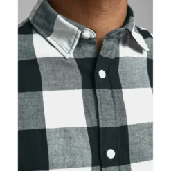 Jack & JonesChemise à carreaux Slim Fit Col chemise Manches longues Blanc en coton