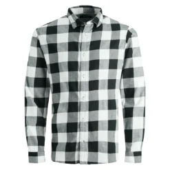 Jack & JonesChemise à carreaux Slim Fit Col chemise Manches longues Blanc en coton