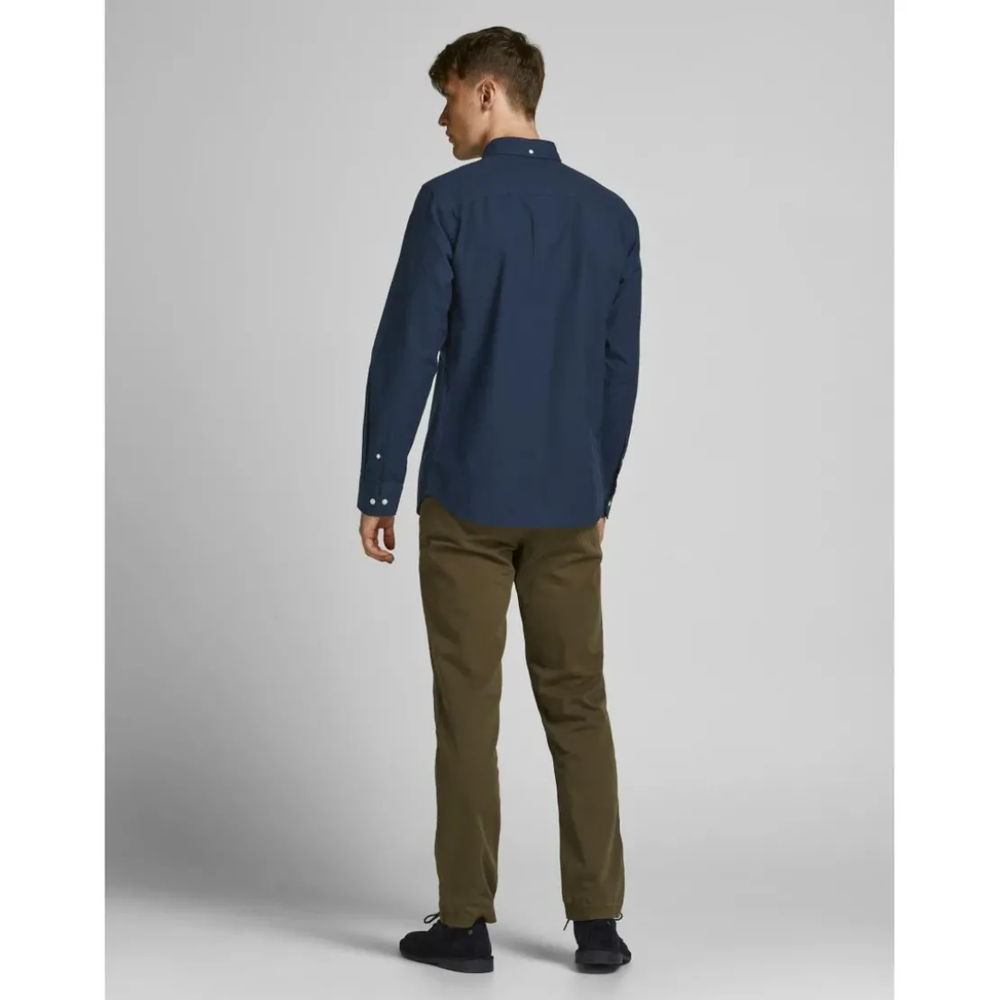 Jack & JonesChemise habillée Slim Fit Col boutonné Manches longues Bleu Marine en coton