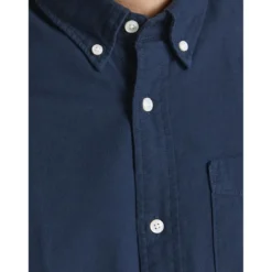 Jack & JonesChemise habillée Slim Fit Col boutonné Manches longues Bleu Marine en coton