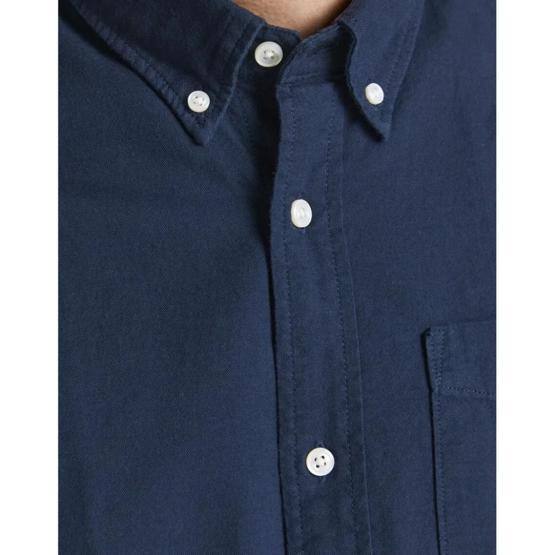 Jack & JonesChemise habillée Slim Fit Col boutonné Manches longues Bleu Marine en coton