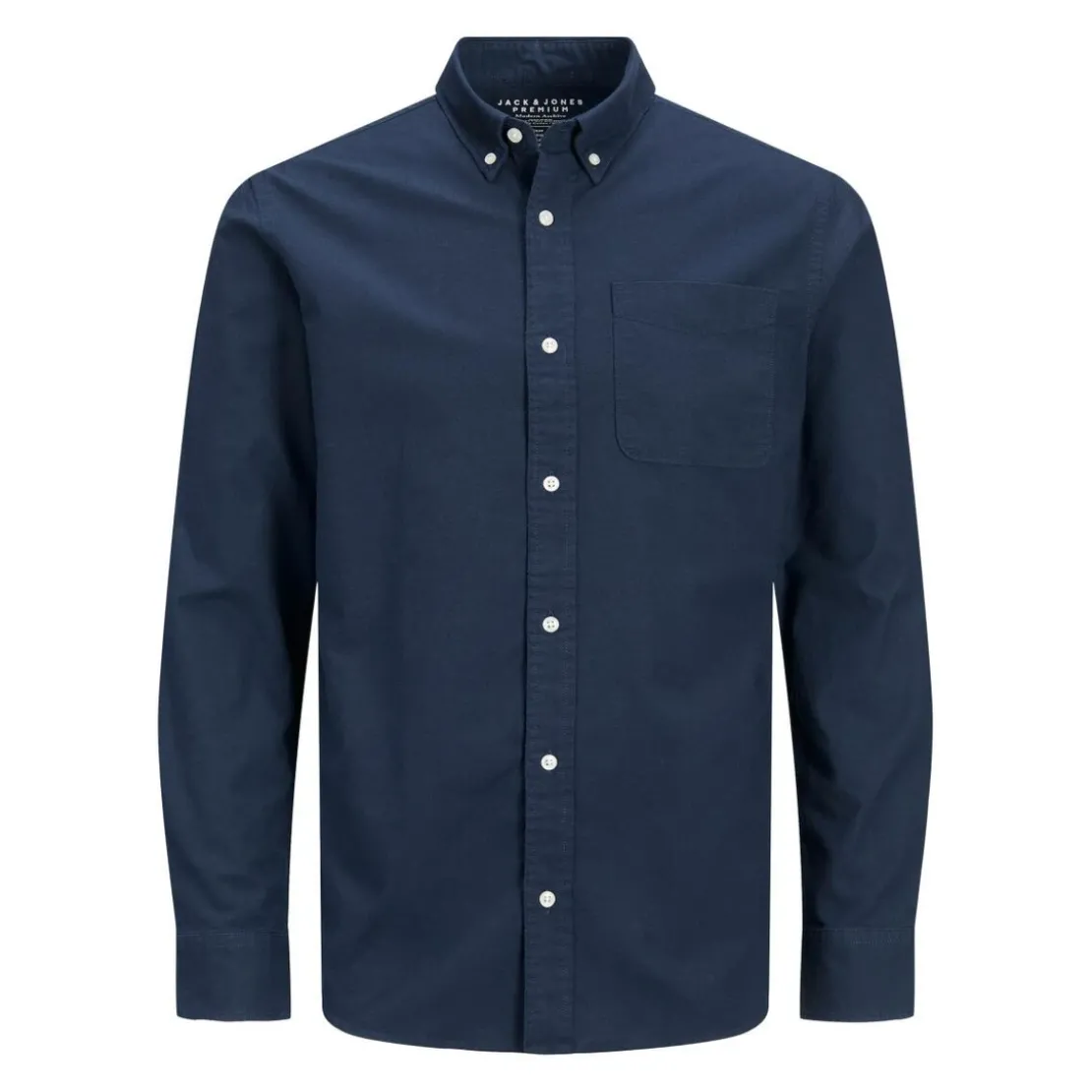 Jack & JonesChemise habillée Slim Fit Col boutonné Manches longues Bleu Marine en coton