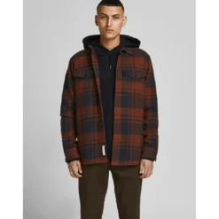 Jack & JonesChemise homme Comfort Fit Manches longues Marron foncé en coton